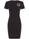 Versace Jeans Couture Cotton Blend Logo Jersey Tee Dress In Black