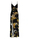 Versace Jeans Couture Maxi Dress With Signature Barocco Print In Black