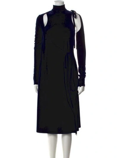Pre-owned Versace Jeans Couture Velour Midi Length Dress In Black