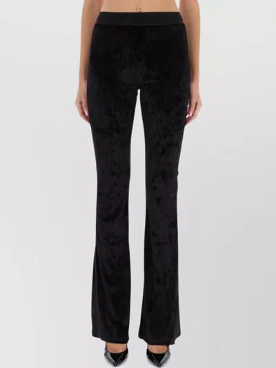 Versace Jeans Couture Velvet Flared Leg Trousers With Elastic Waistband In Black