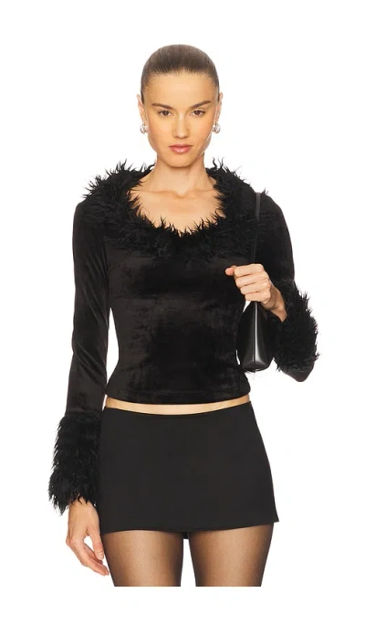 Versace Jeans Couture Velvet Top In Black