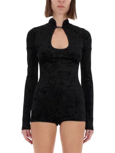 Versace Jeans Couture Keyhole-neck Long-sleeves Bodysuit In Black
