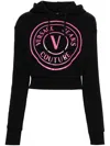 Versace Jeans Couture Logo-print Cropped Hoodie In Black