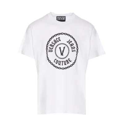 Versace Jeans Couture Vemblem Logo T-shirt In White