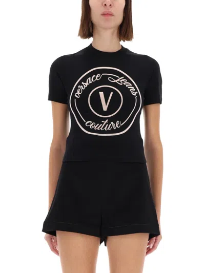 Versace Jeans Couture Vemblem Tshirt In Black