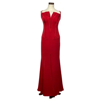 Pre-owned Versace Jeans Couture Versace 90s Red Long Dress