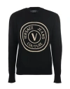 Versace Jeans Couture Round Emblem Wool Sweater In Black