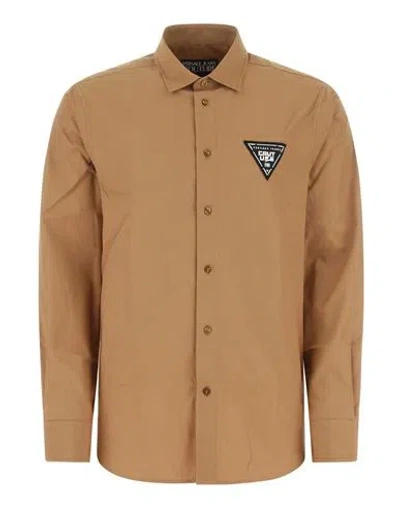Versace Jeans Couture Shirt Man Shirt Brown Size 38 Cotton