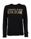 Versace Jeans Couture Long Sleeve Ribbed Knit Crew Neck In Black
