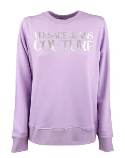 Versace Jeans Couture Sweatshirt Woman Sweatshirt Lilac Size M Cotton In Purple