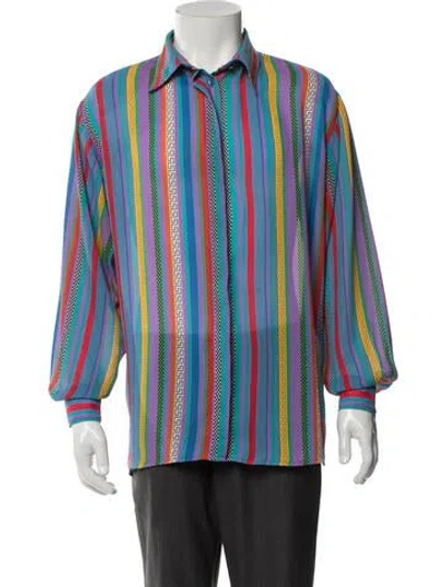 Pre-owned Versace Jeans Couture Vintage 1980's Blouse In Blue