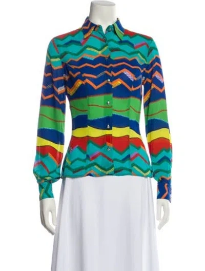 Pre-owned Versace Jeans Couture Vintage 1990's Blouse In Green