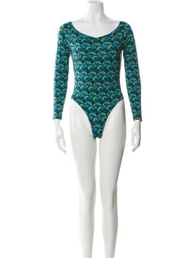 Pre-owned Versace Jeans Couture Vintage 1990's Bodysuit In Blue