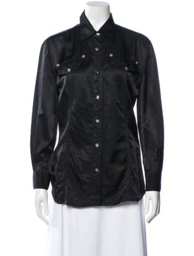 Pre-owned Versace Jeans Couture Vintage 1990's Button-up Top In Black