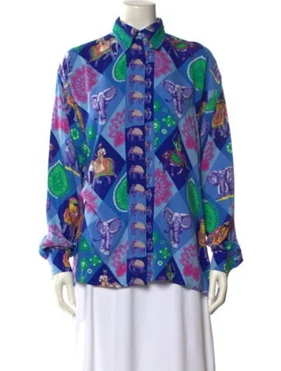 Pre-owned Versace Jeans Couture Vintage 1990's Button-up Top In Blue