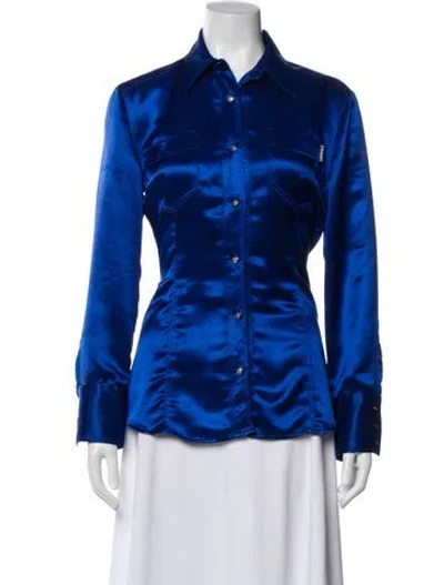 Pre-owned Versace Jeans Couture Vintage 1990's Button-up Top In Blue