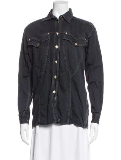 Pre-owned Versace Jeans Couture Vintage 1990's Button-up Top In Gray
