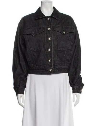 Pre-owned Versace Jeans Couture Vintage 1990's Denim Jacket In Black
