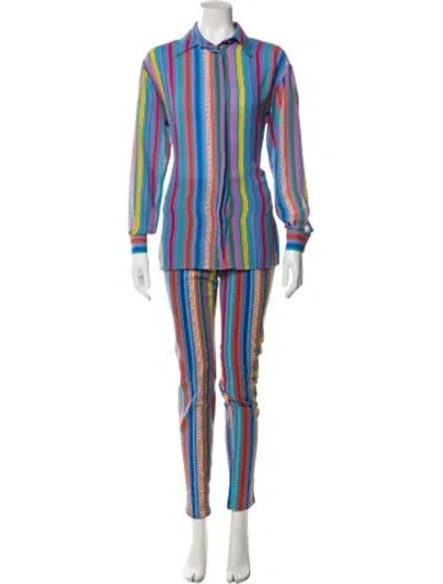 Pre-owned Versace Jeans Couture Vintage 1990's Pant Set In Blue
