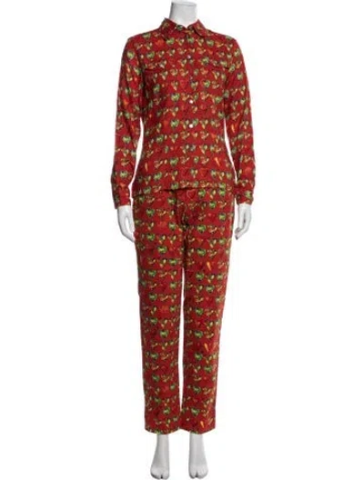 Pre-owned Versace Jeans Couture Vintage 1990's Pant Set In Red