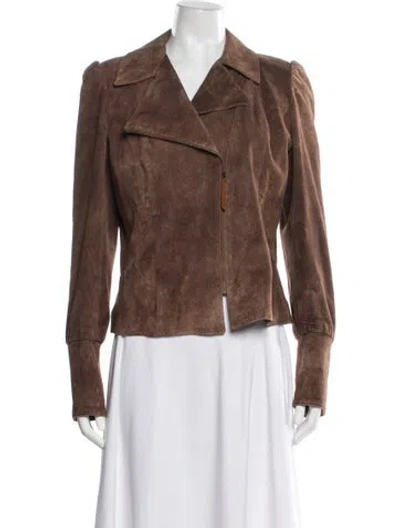 Pre-owned Versace Jeans Couture Vintage 2000's Biker Jacket In Brown