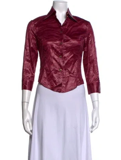 Pre-owned Versace Jeans Couture Vintage 2000's Button-up Top In Burgundy