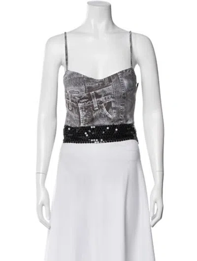Pre-owned Versace Jeans Couture Vintage 2000's Crop Top In Gray