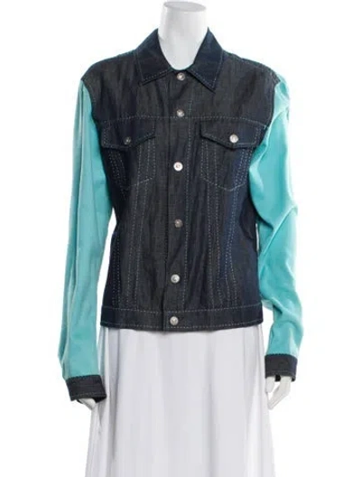 Pre-owned Versace Jeans Couture Vintage 2000's Denim Jacket In Blue