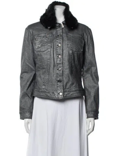 Pre-owned Versace Jeans Couture Vintage 2000's Denim Jacket In Gray