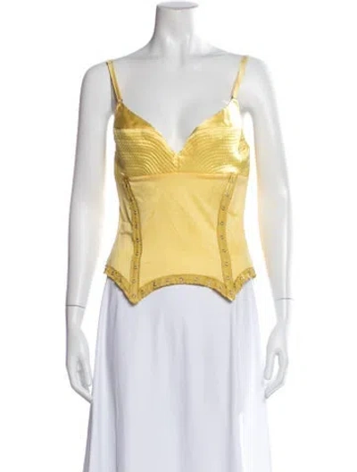 Pre-owned Versace Jeans Couture Vintage 2000's Top In Yellow