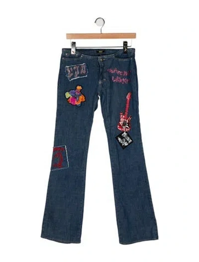 Pre-owned Versace Jeans Couture Vintage Flared Jeans In Blue