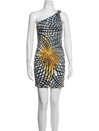 Pre-owned Versace Jeans Couture Vintage Mini Dress In Black/yellow