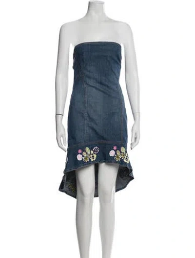 Pre-owned Versace Jeans Couture Vintage Mini Dress In Blue