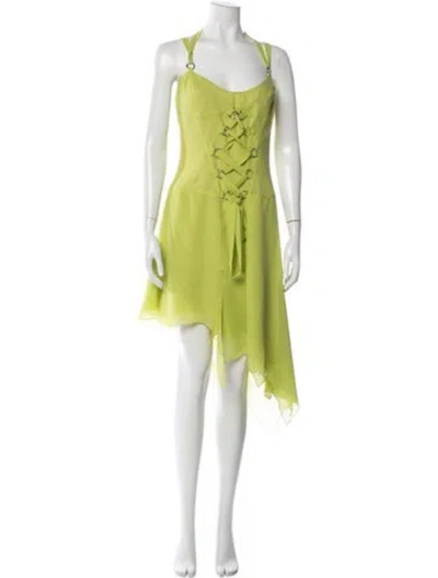 Pre-owned Versace Jeans Couture Vintage Mini Dress In Green