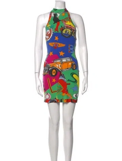 Pre-owned Versace Jeans Couture Vintage Mini Dress W/ Tags In Multicolor