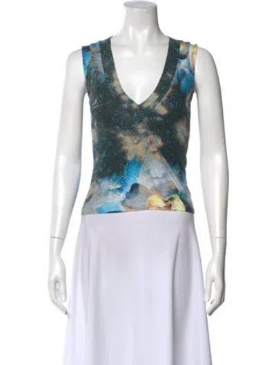 Pre-owned Versace Jeans Couture Vintage Printed Top In Blue