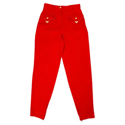 Pre-owned Versace Jeans Couture Vintage Red High-waisted Pants From The 1990s