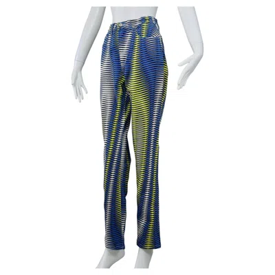 Pre-owned Versace Jeans Couture Vintage  Optical Illusion High Waist Pants In Black