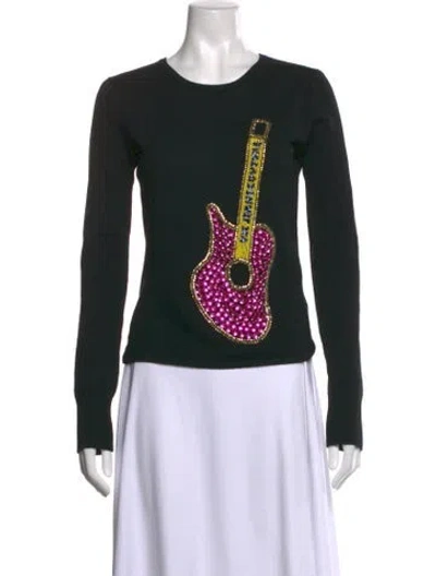 Pre-owned Versace Jeans Couture Virgin Wool Graphic Print Sweater In Black