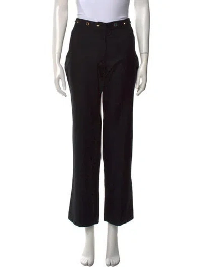Pre-owned Versace Jeans Couture Virgin Wool Wide Leg Pants In Black