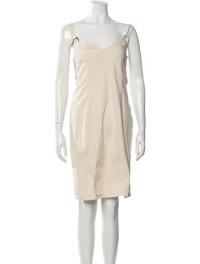 Pre-owned Versace Jeans Couture V-neck Knee-length Dress In Neutral