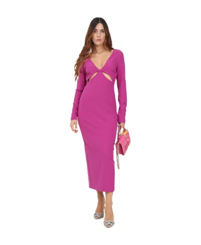 Versace Jeans Couture V-neck Midi Dress In Pink