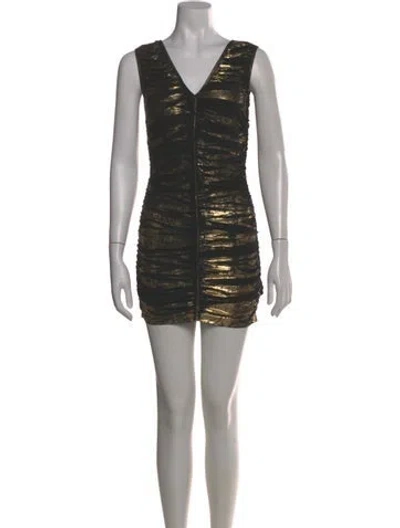 Pre-owned Versace Jeans Couture V-neck Mini Dress In Black