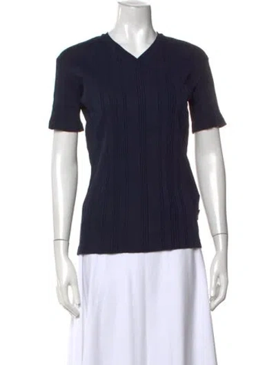 Pre-owned Versace Jeans Couture V-neck Short Sleeve T-shirt In Blue
