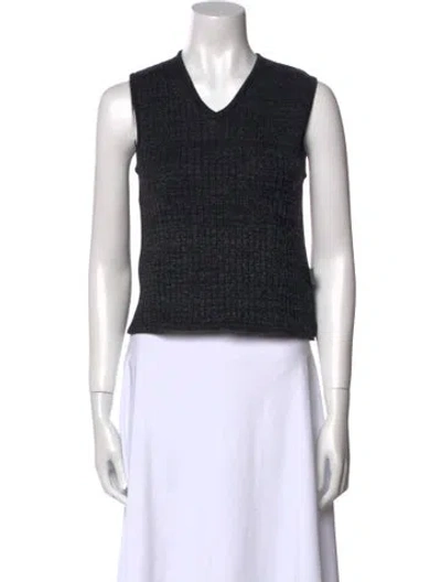 Pre-owned Versace Jeans Couture V-neck Sleeveless Crop Top In Black