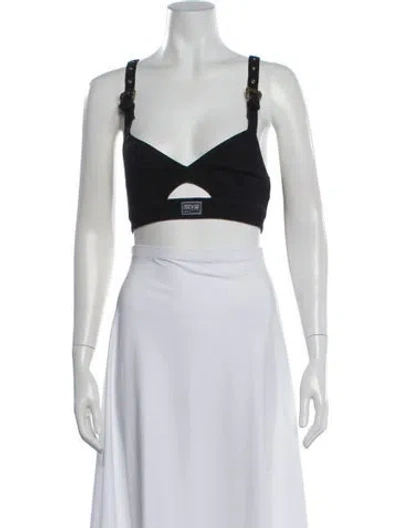 Pre-owned Versace Jeans Couture V-neck Sleeveless Crop Top In White
