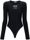 Versace Jeans Couture Bodysuit With Scoop Neckline And Three-quarter Sleeves In Black