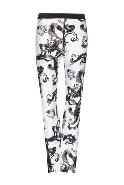 Versace Jeans Couture Watercolor Baroque Leggings In White