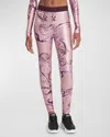 Versace Jeans Couture Watercolor Couture Leggings In 468 Rose 477 Raspb