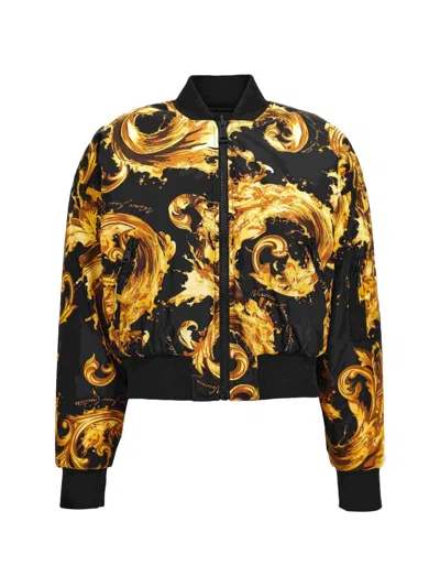 Versace Jeans Couture Watercolor Couture-print Bomber Jacket In Multi